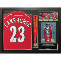 Liverpool FC Carragher Signed Shirt & Medal (Framed)