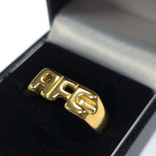 Arsenal FC 18ct Gold Plated on Silver AFC Ring Size T