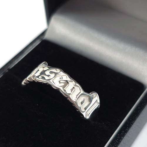 Arsenal FC 18ct Gold Plated on Silver Text Ring Size T