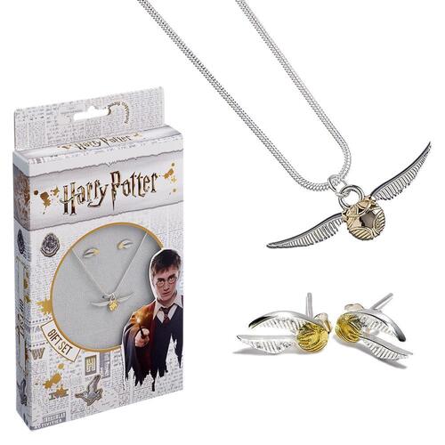 Harry Potter Silver Plated Necklace & Earring Golden Snitch